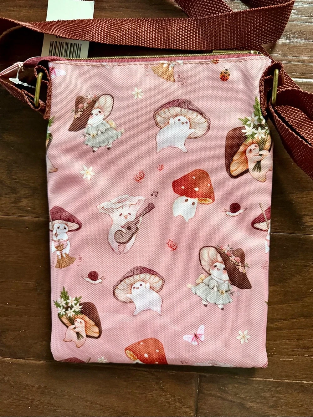 Hot Topic Pink Mushroom Print Crossbody Bag - Women's Shoulder Pouch NWT